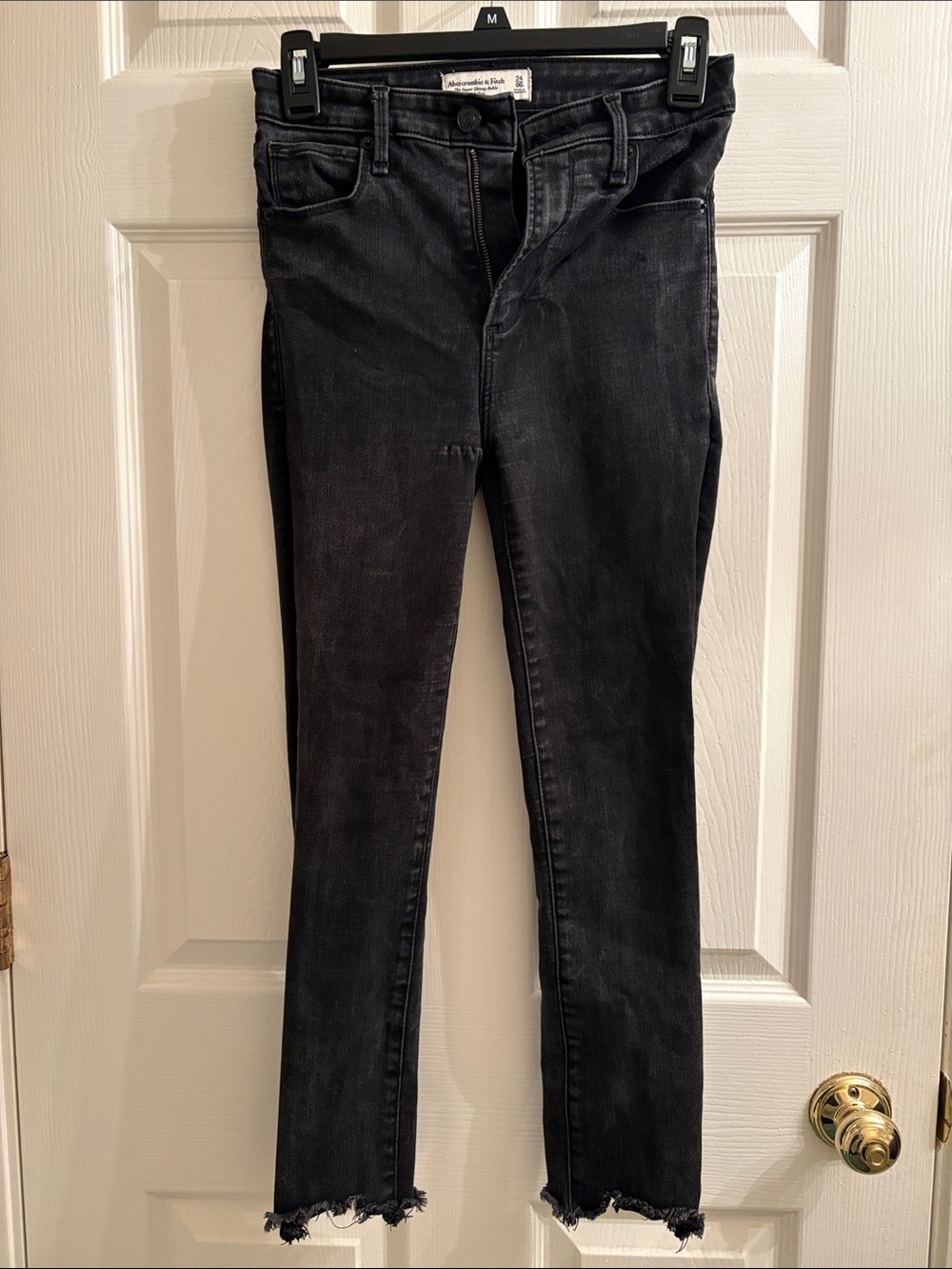 Abercrombie & Fitch Black Skinny Jeans with Raw Hem